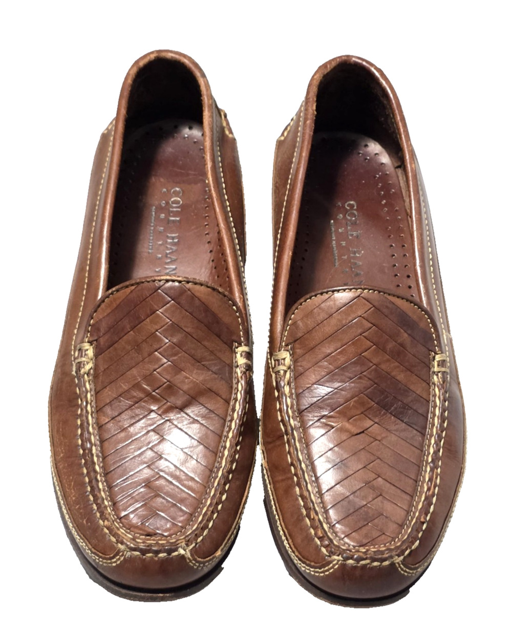 Cole Haan Country Vintage Brown Woven Leather Loafers Moccasins Men's Size 10 N